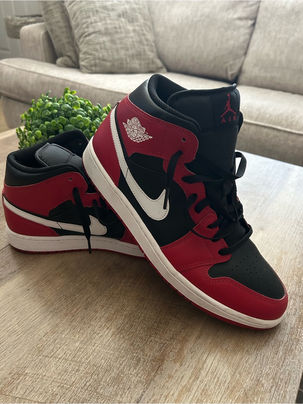 Jordan Men's Sneakers in Black, Red, and White